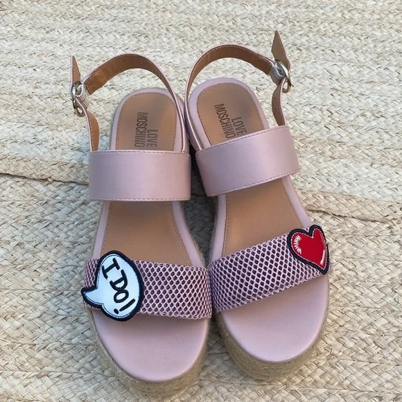 Love Moschino fun I DO pink espadrille sandals - Picture 3 of 14